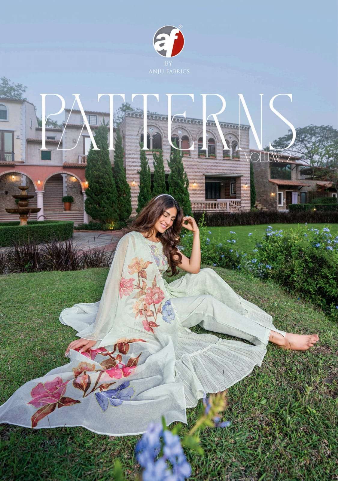 PATTERNS VOL 2 MUL COTTON MULTY COLOR THREAD EMBROIDERY HANDWORK KURTI WITH PANT AND ORGANZA DIGITAL DUPATTA BY AF BRAND POSTER